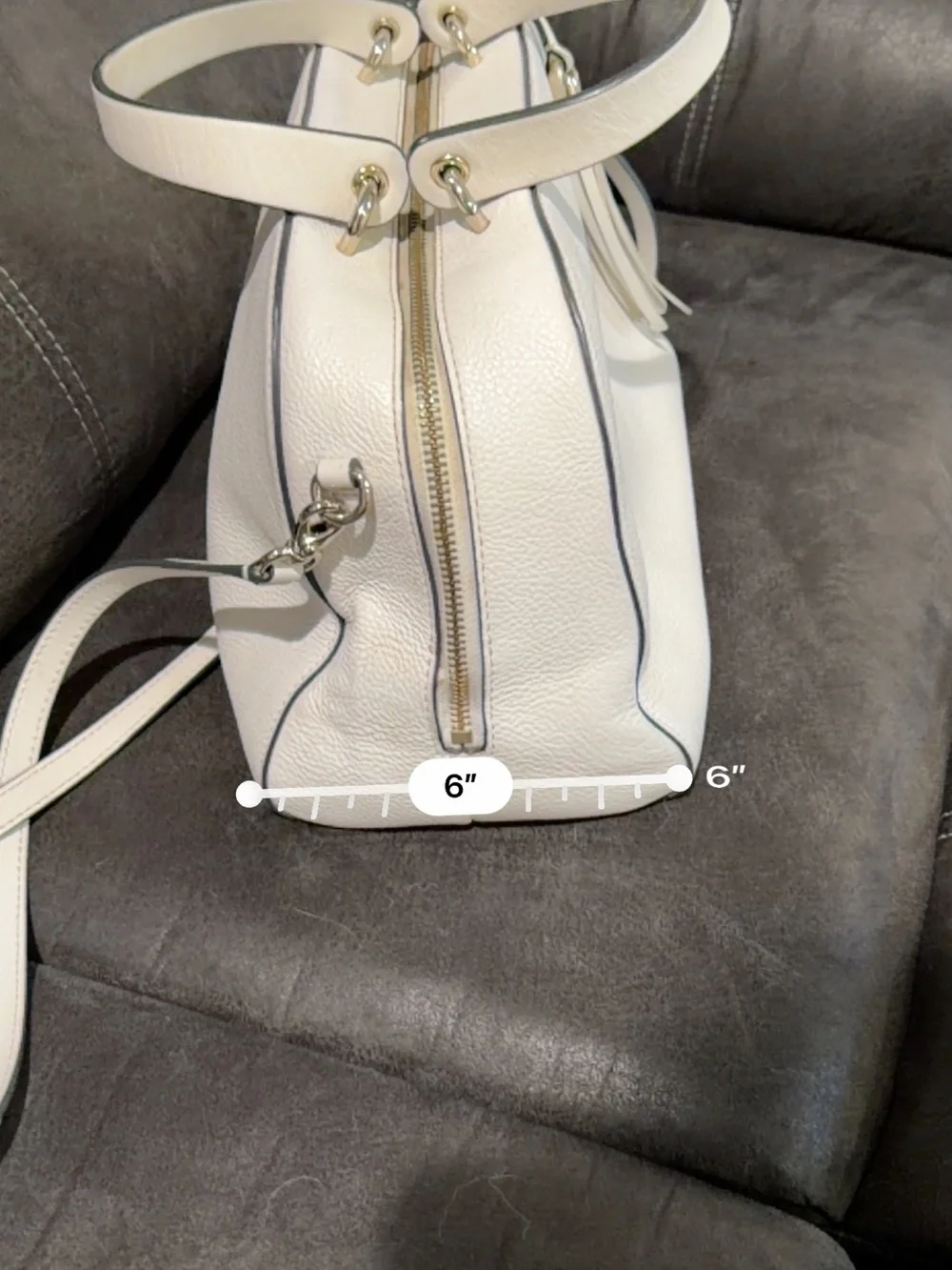 Kate Spade Atwood Place Bayley Cream Pebbled Leather Dome Satchel with Tassel